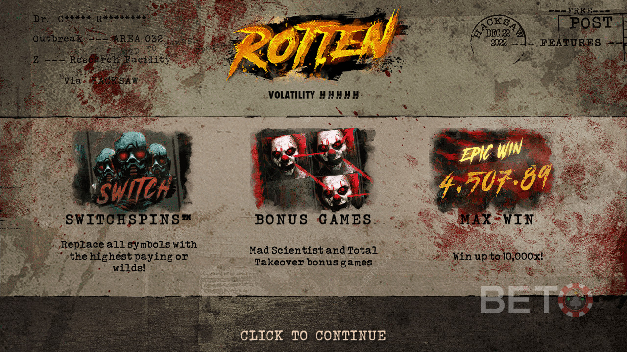 在 Rotten 老虎机中享受 SwitchSpins、免费 Spins 和更多精彩内容Hacksaw Gaming