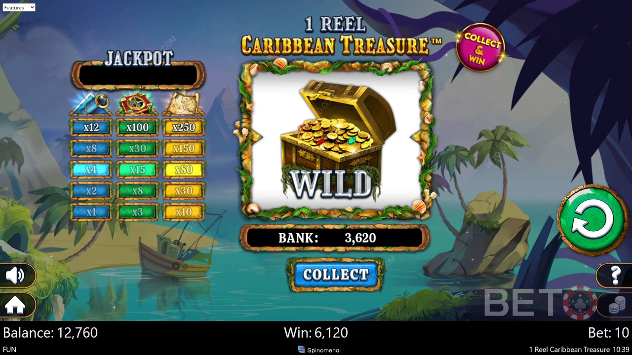 1 Reel Caribbean Treasure 评论：BETO 老虎机