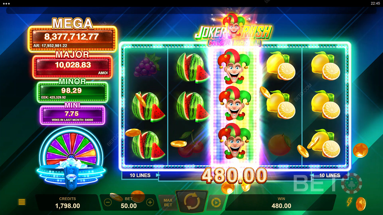 BETO 老虎机的 Joker Rush Mega Moolah 评论