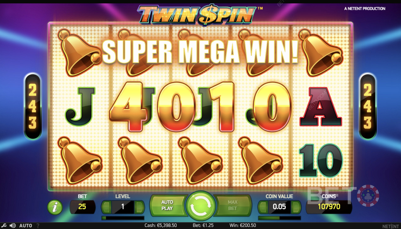 在Twin Spin中赢得超级超级胜利