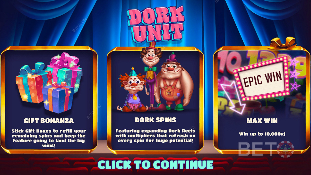 在 Dork Unit 老虎机中享受 2 个精彩的奖励游戏和高额的最高奖金