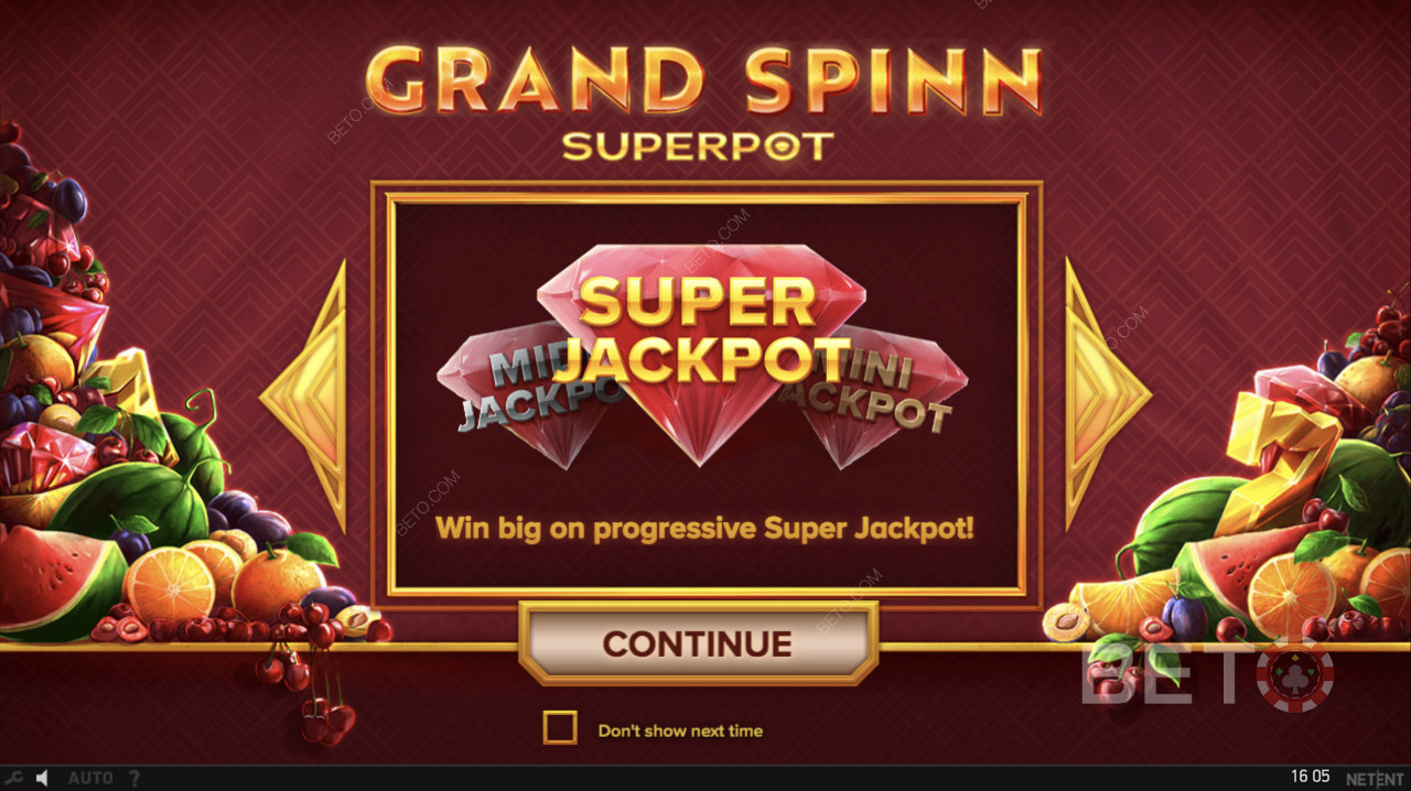 累积超级大奖在Grand Spinn Superpot超级彩池中触发