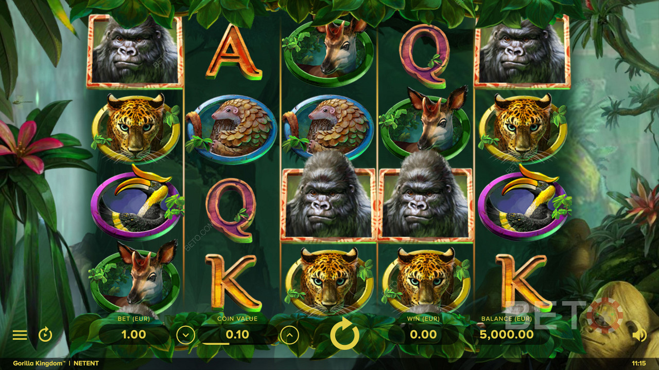 Gorilla Kingdom 在线老虎机中基于野生动物的符号