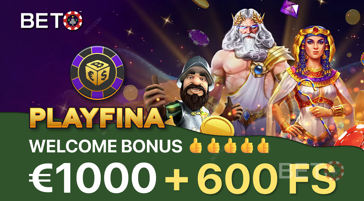 Playfina 提供巨额欢迎奖金以吸引新玩家。