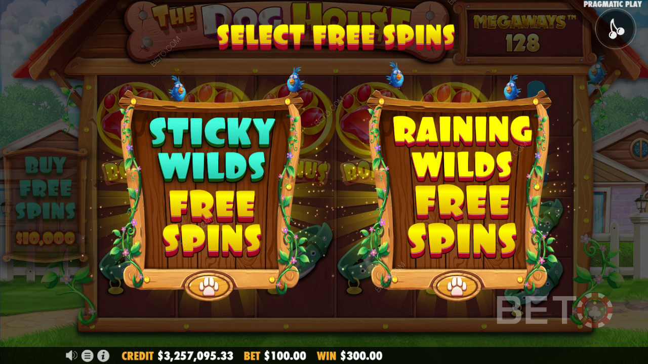 提供两种免费旋转模式 - Sticky Wilds Free Spins 或 Raining Wilds Free Spins 功能