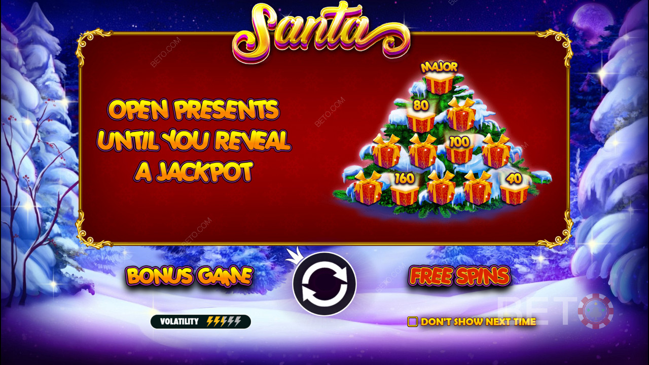 圣诞老人在线老虎机中的红利游戏有现金奖励和累积奖金