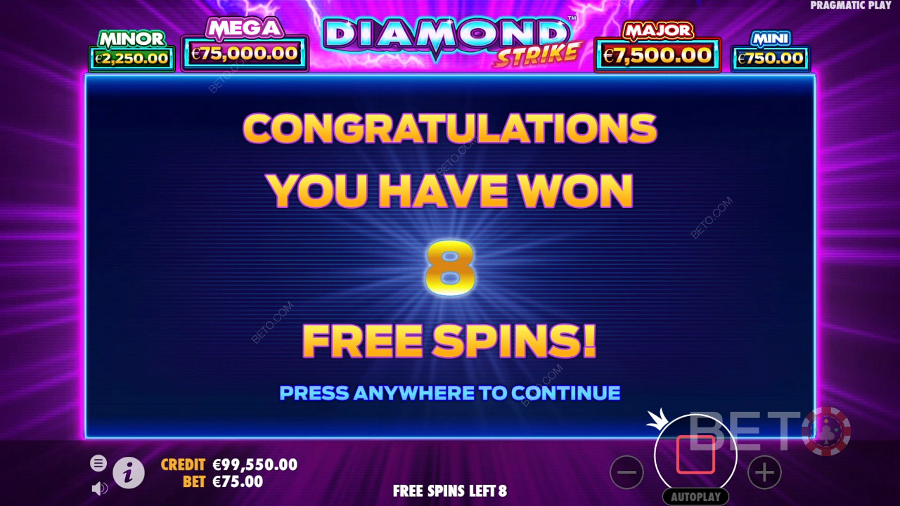 在 Diamond Strike 老虎机中赢取 1,000 倍投注额！