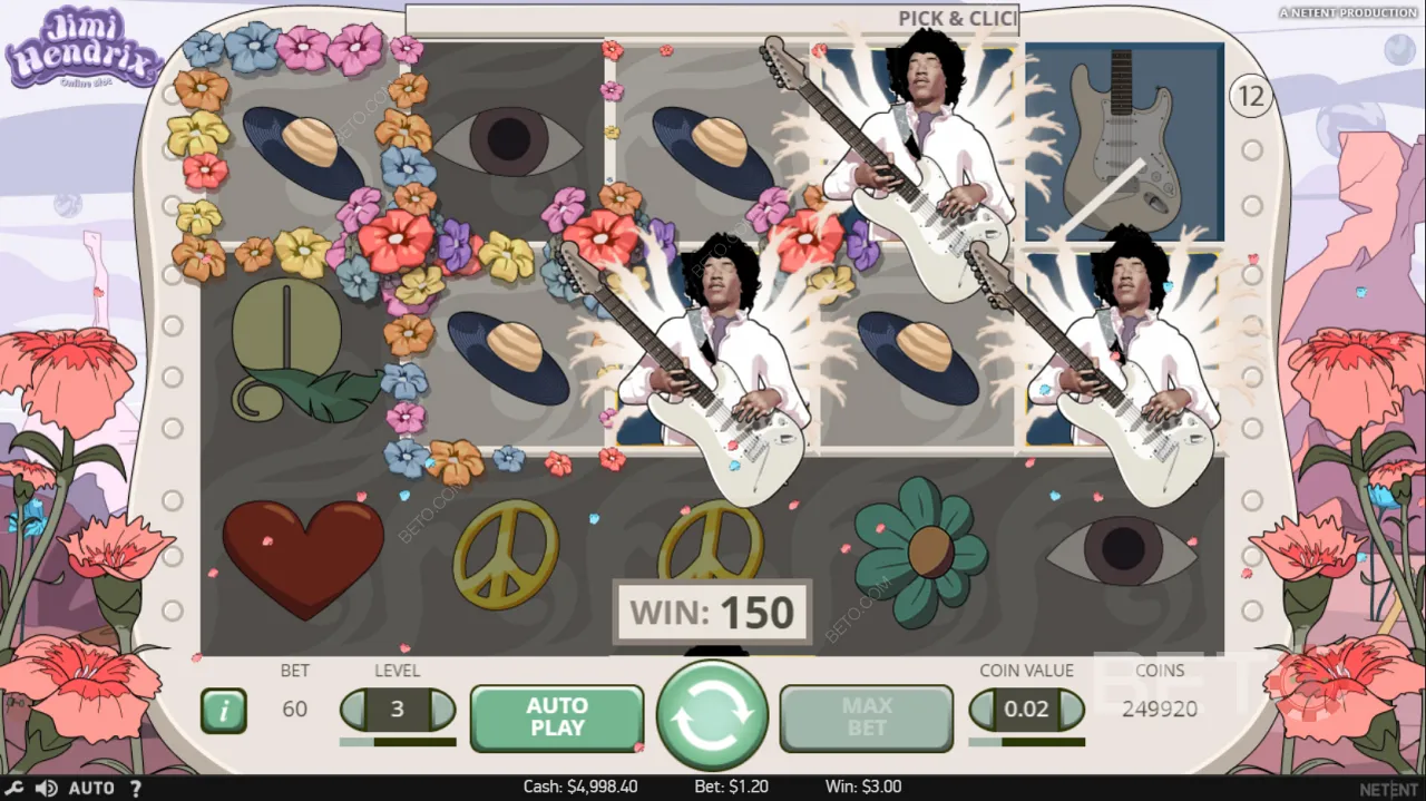 Jimi Hendrix视频老虎机的游戏玩法