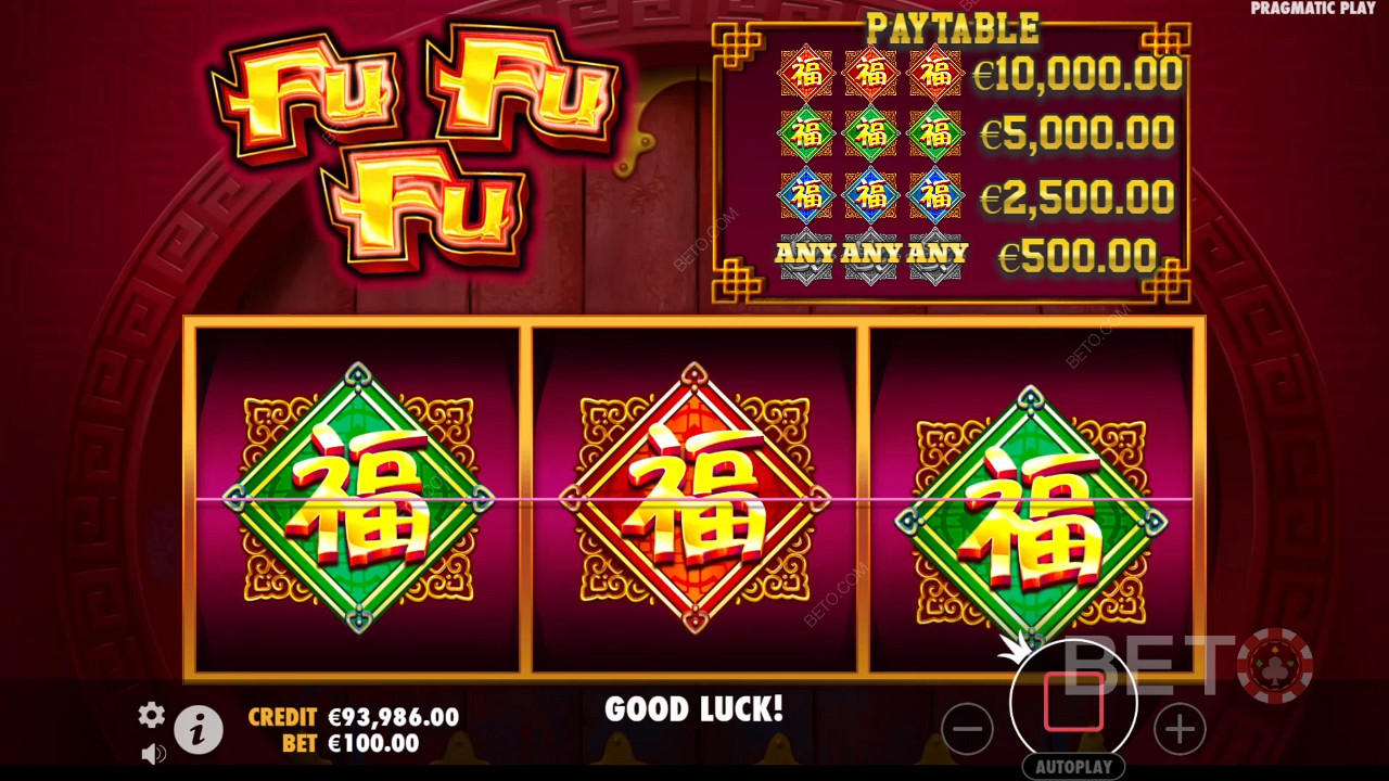 在 Fu Fu 老虎机中赢取 100 倍投注额！