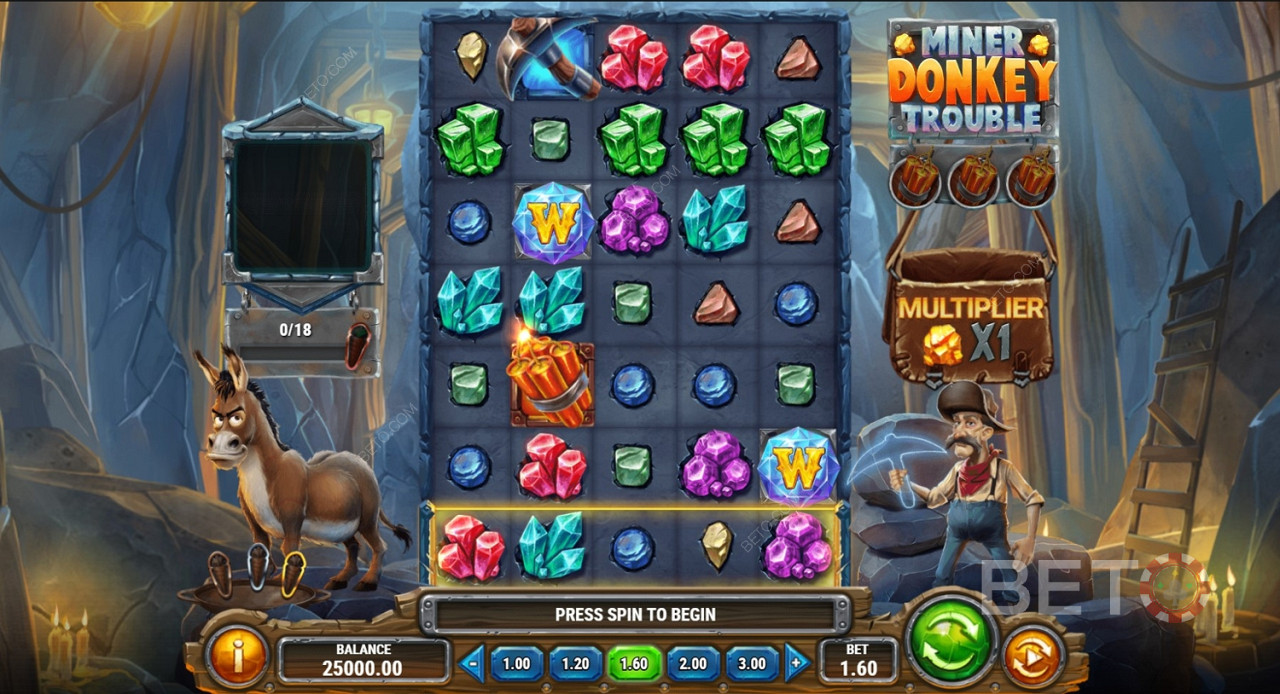 Miner Donkey Trouble - 去挖掘宝藏和彩色宝石