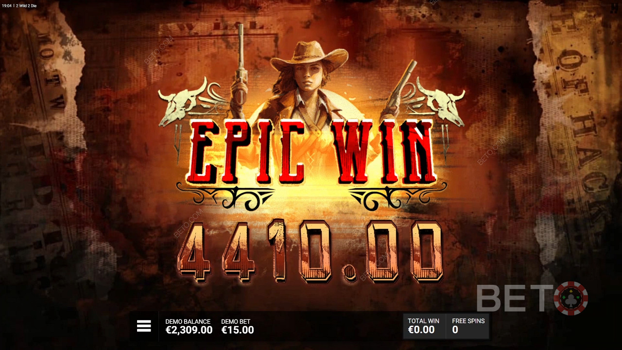 在 2 Wild 2 Die 老虎机中赢取 15,000 倍投注额！
