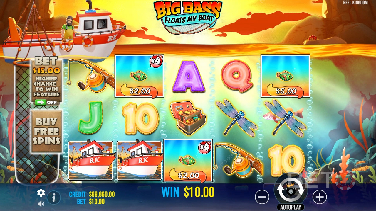 在 Big Bass Floats My Boat 在线老虎机中赢取 5,000 倍投注额！