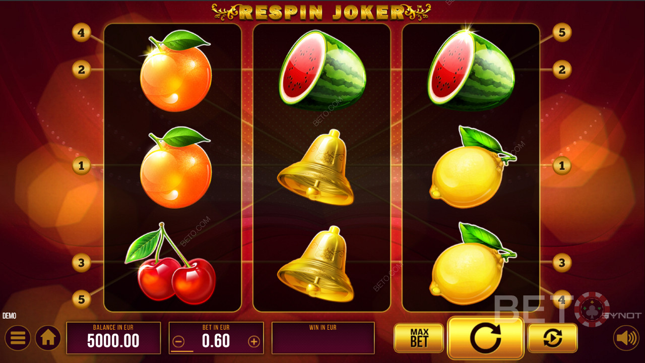 在SYNOT Games 的Respin Joker Free 老虎机中享受经典设计