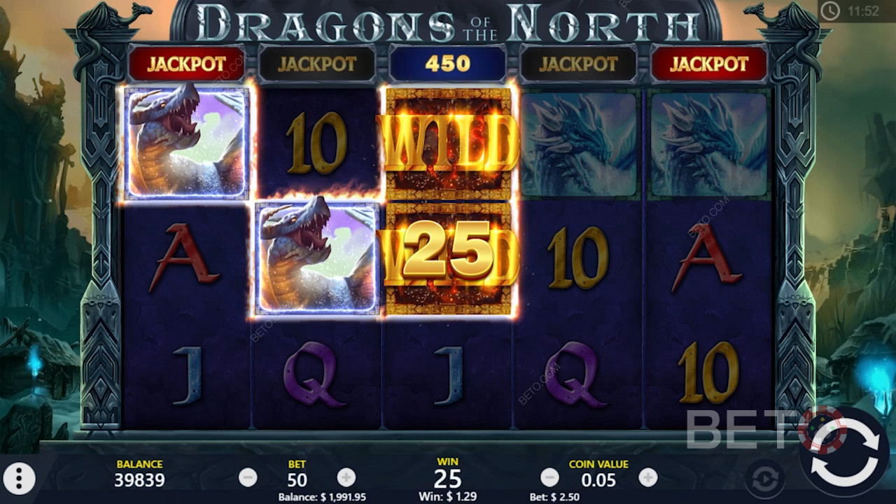 百搭符号可帮助您在Dragons of the North在线老虎机中赢得更多胜利