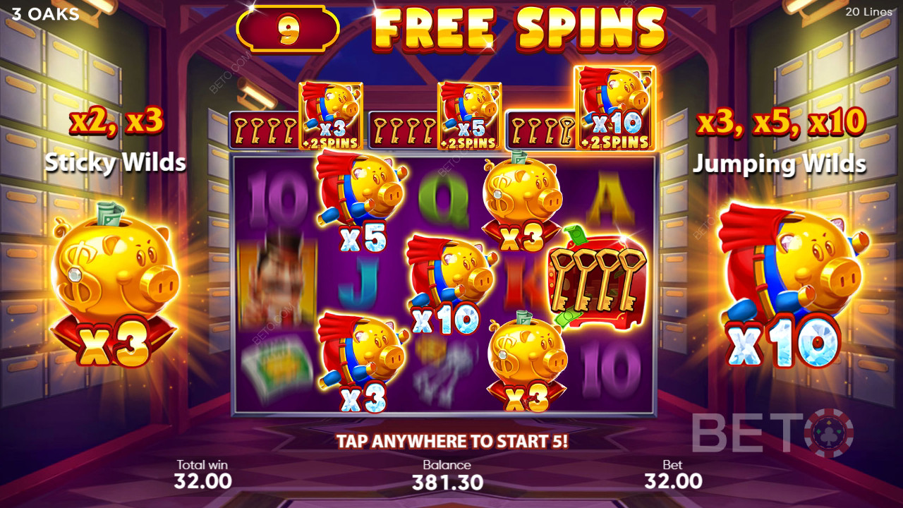 3 Oaks Gaming《超级粘粘小猪》奖金功能说明