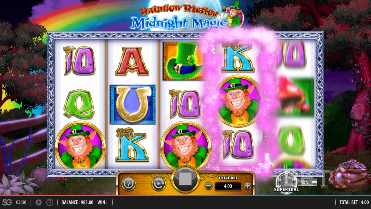Rainbow Riches Midnight Magic from Barcrest ，其中包括超级拨号奖励