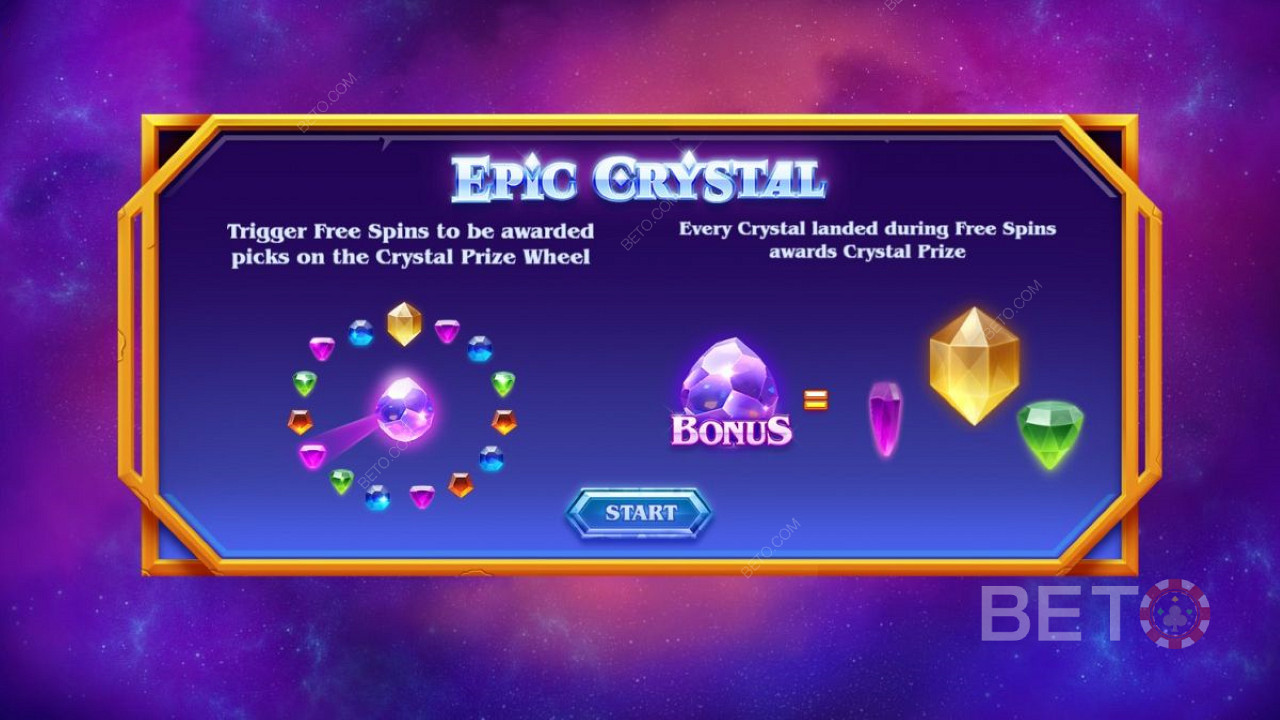 Epic Crystal的介绍屏幕 - 奖金和免费旋转