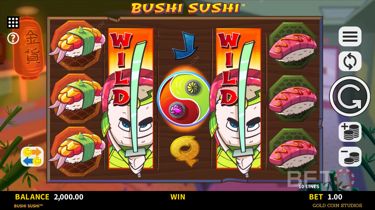 Bushi Sushi 老虎机中的扩大的Wilds