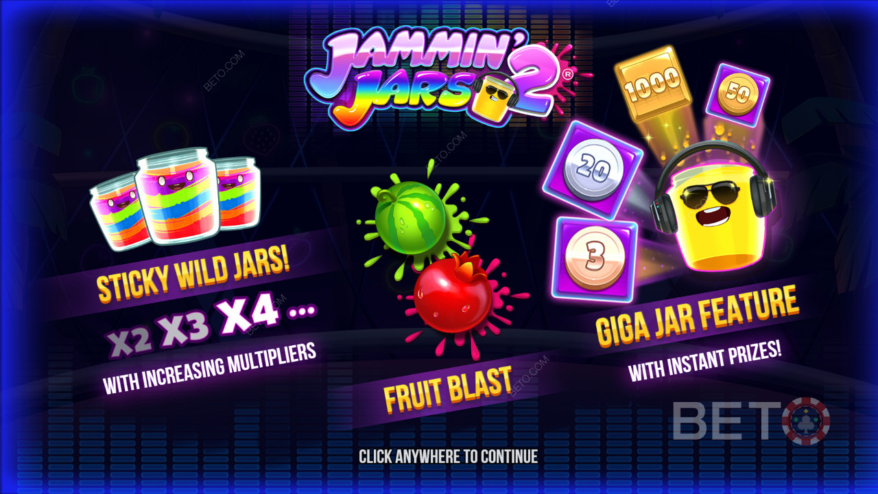 在Jammin Jars 2插槽中享受粘性 Wilds、Fruit Blast 功能和 Giga Jar Spins