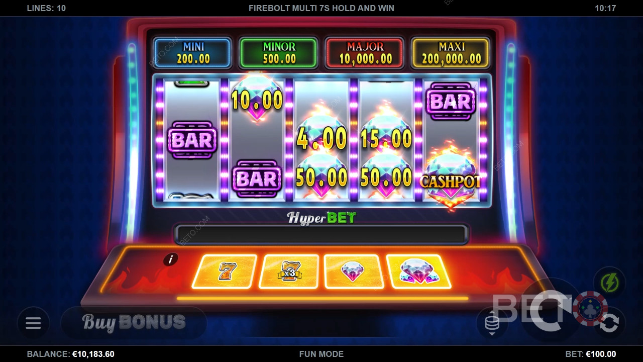 Firebolt Multi 7s Hold and Win 评论 by BETO Slots