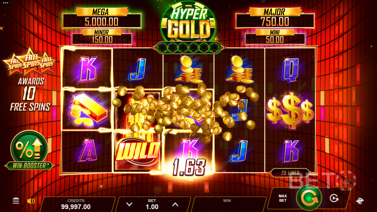 您可以在Hyper Gold中赢得高达 12,500 倍的赌注