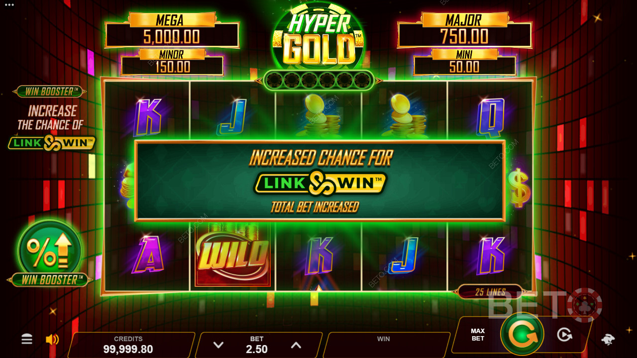 Hyper Gold具有 Win Booster 和 Link & Win Bonus 功能，让您兴奋不已