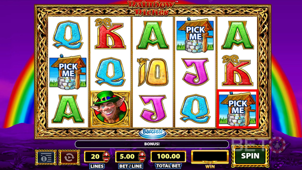 Rainbow Riches 老虎机中的符号。