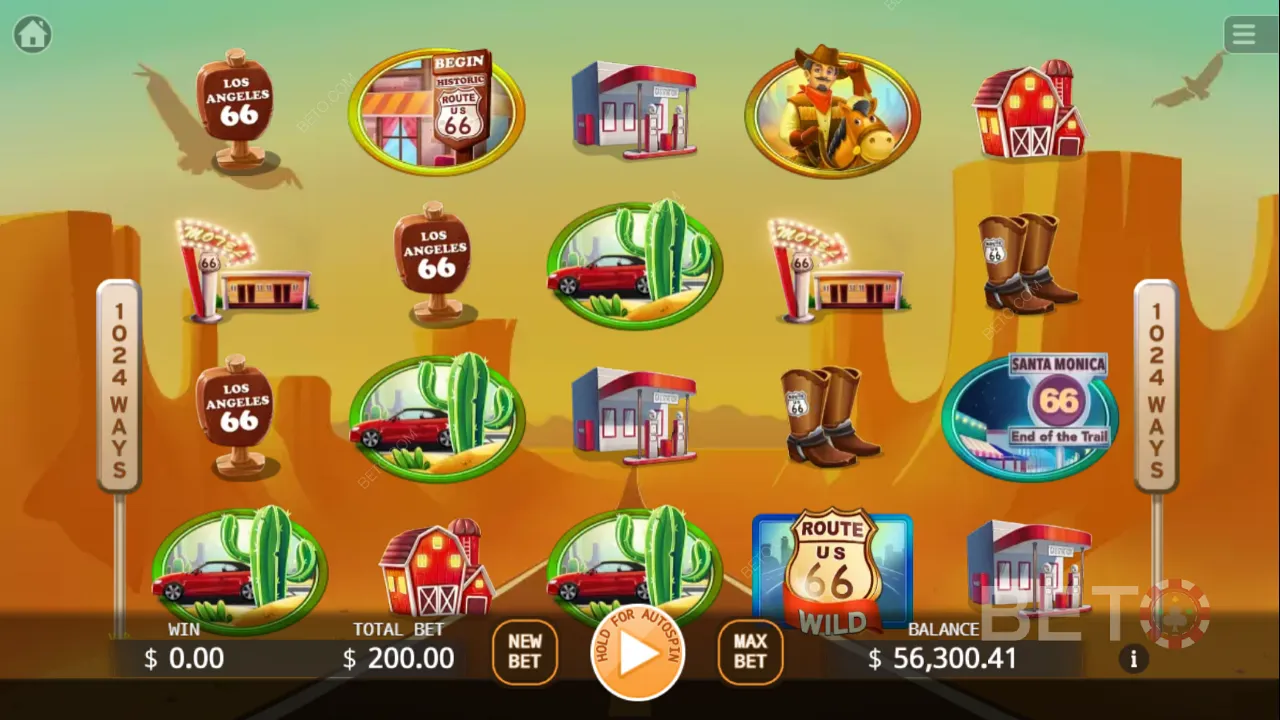 Route 66 视频赌场游戏的玩法