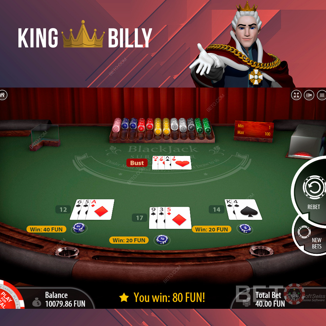 在King Billy赌场享受流行的桌面游戏