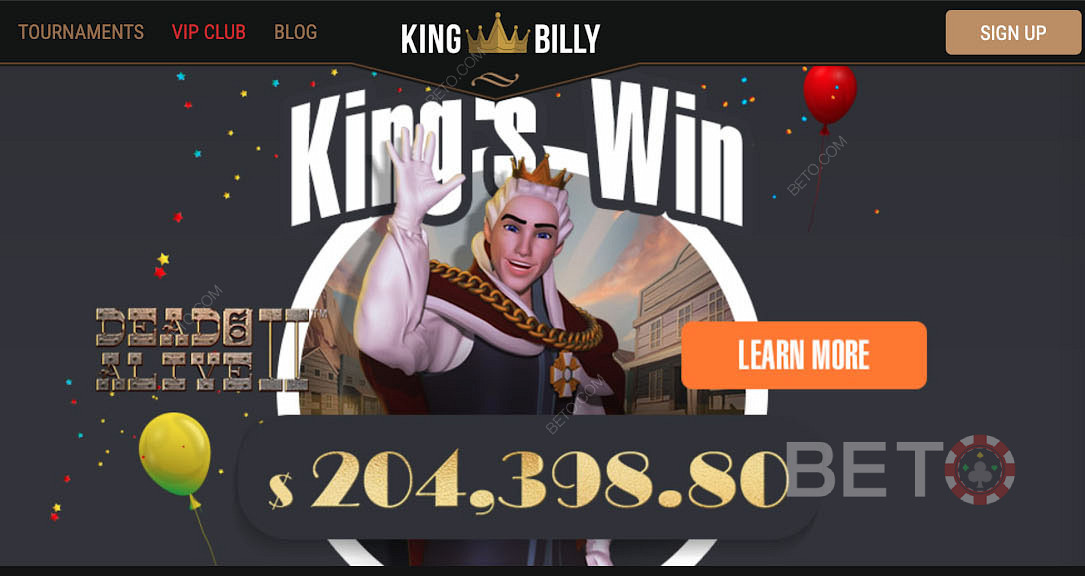 通过在King Billy赌场玩热门老虎机获得巨大的胜利