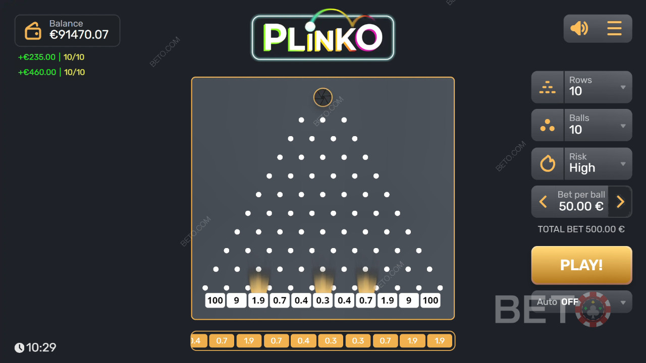 Plinko 老虎机 - 我们的评价