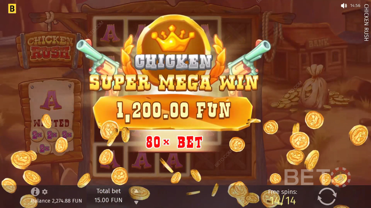 在 Chicken Rush 视频老虎机中赢取 5,000 倍投注额！