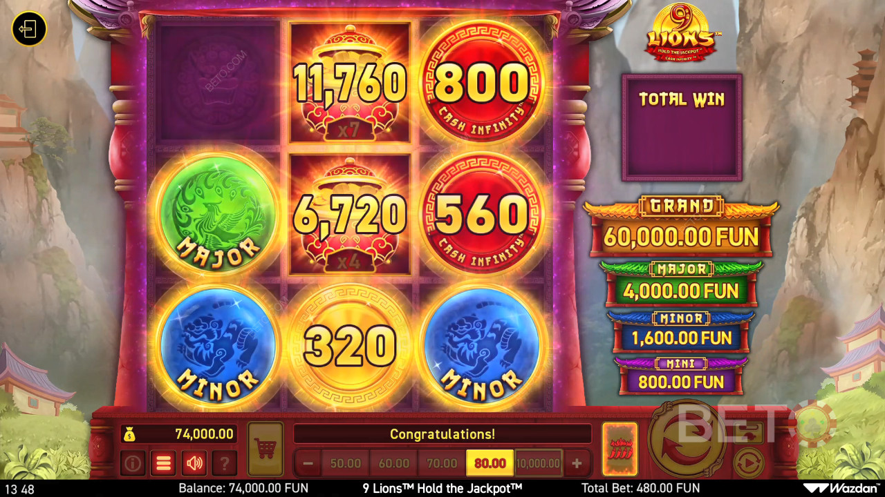 9 Lions Hold the Jackpot 免费游戏