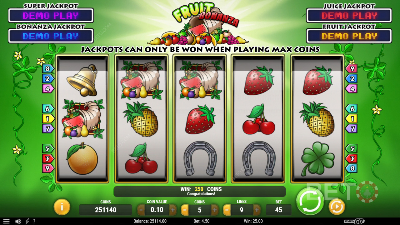 BETO 老虎机的 Fruit Bonanza 评论