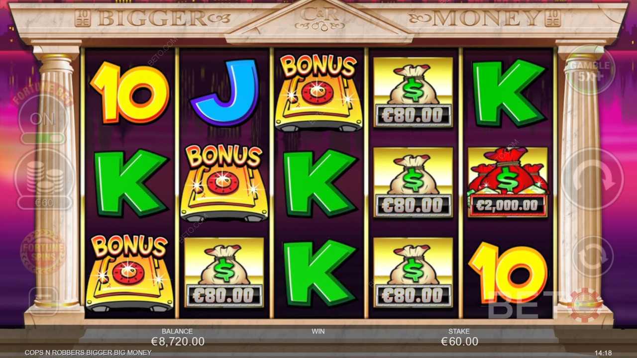 警察与强盗》中的奖金功能说明 Bigger Big Money byInspired Gaming