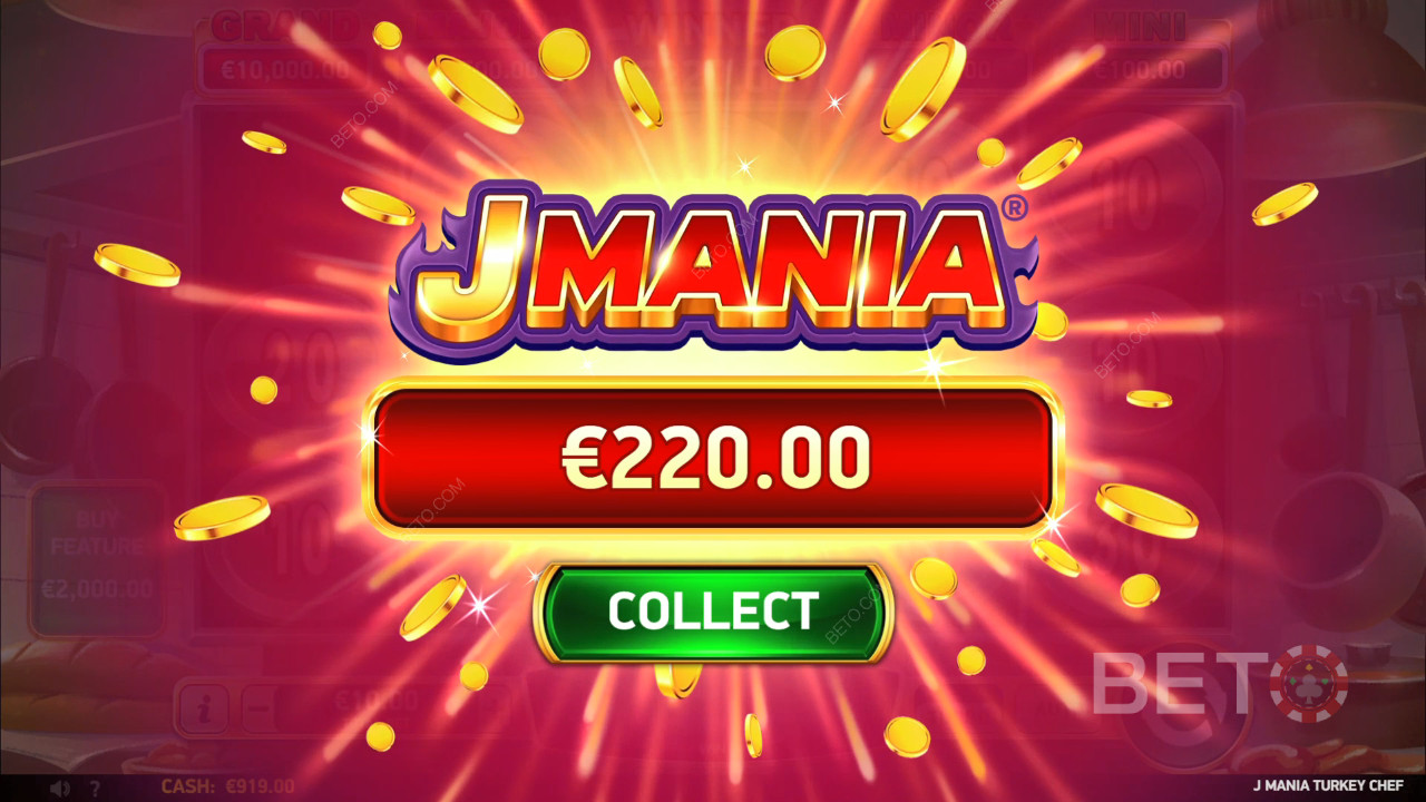 在 J Mania 火鸡大厨老虎机中赢取 3,910 倍投注额！