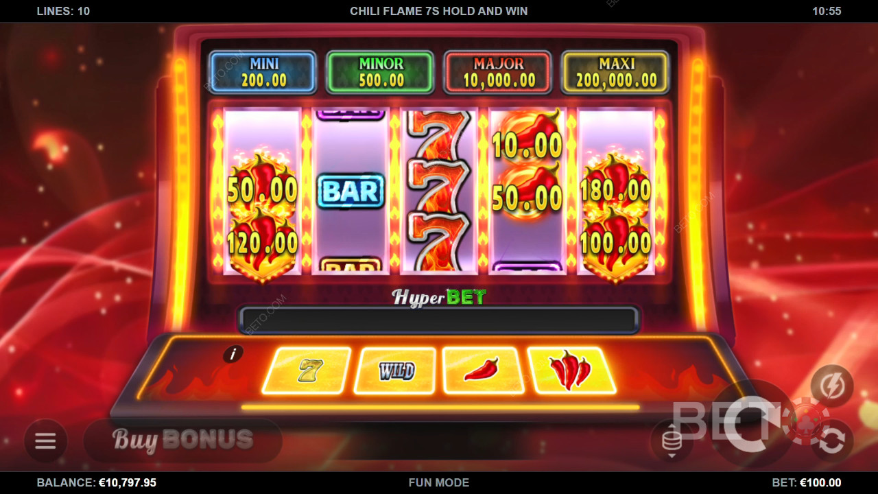 Chili Flame 7s Hold and Win 评论 by BETO Slots