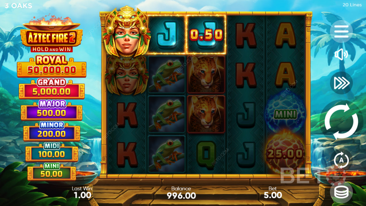 如何玩 3 Oaks Gaming 的阿兹台克之火 2