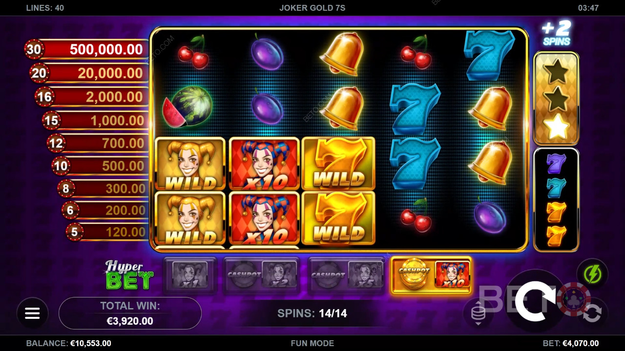 在 Joker Gold 7s 老虎机中赢取 50,000 倍投注额！