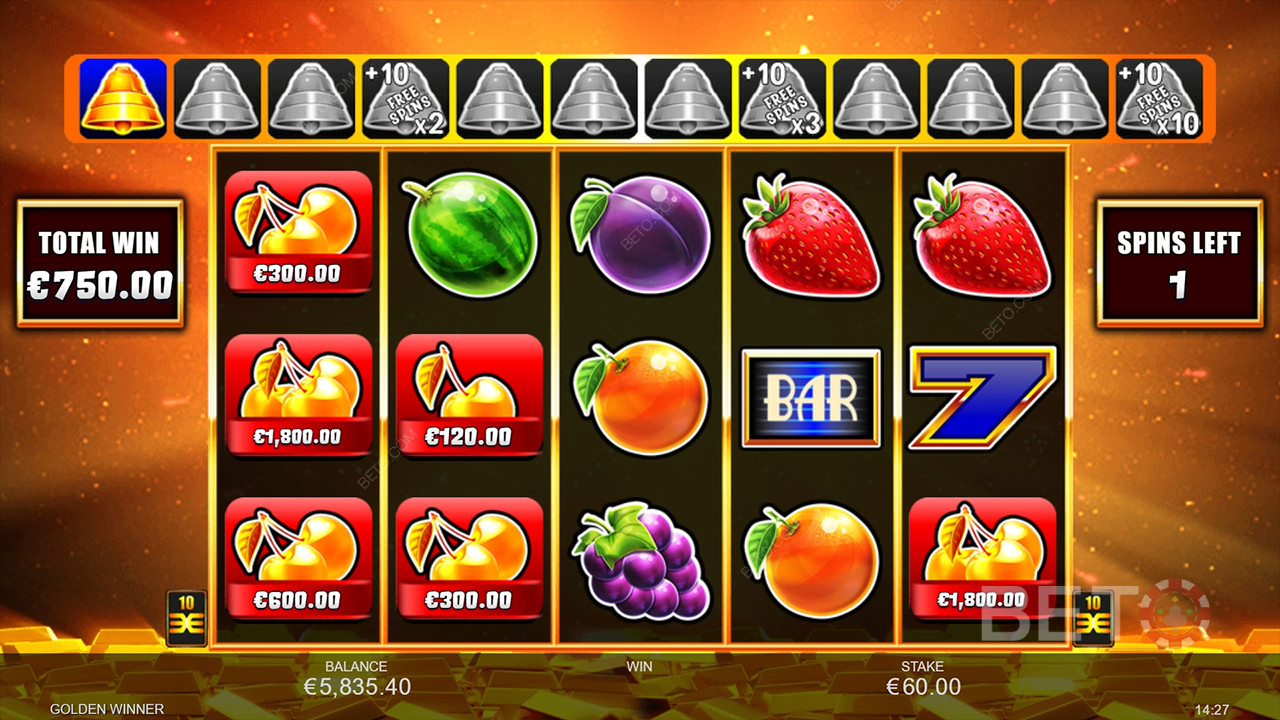 黄金赢家》中的奖励功能说明Inspired Gaming