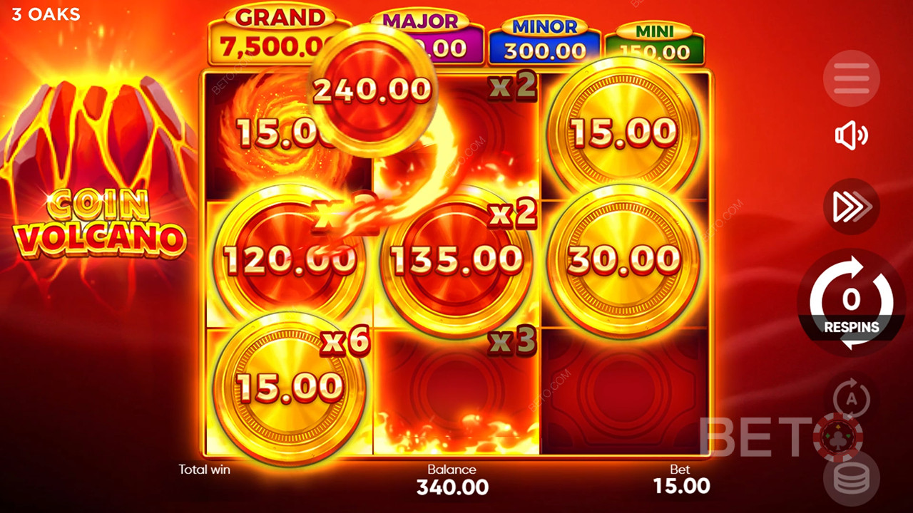 如何玩 3 Oaks Gaming 的硬币火山