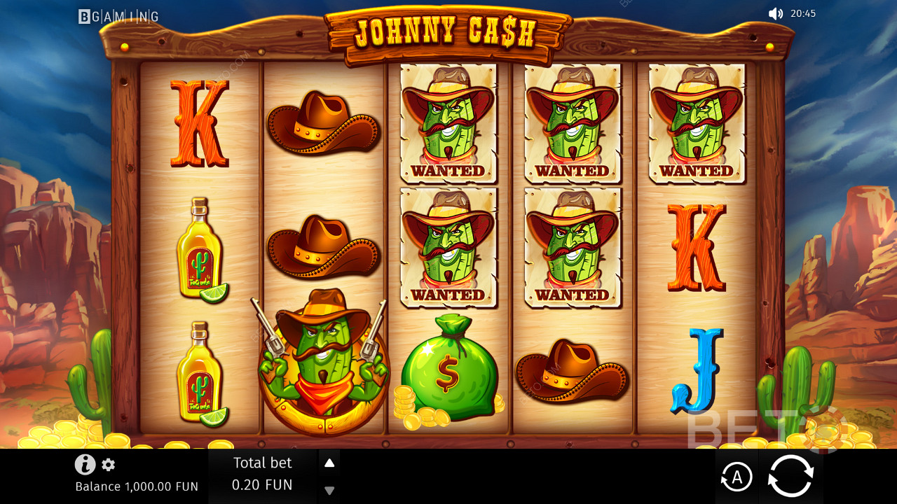 Johnny Cash的经典游戏网格，带有 5 个卷轴和 3 行