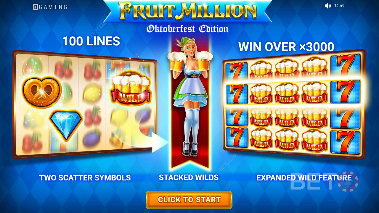 玩超过 100 条线的老虎机，赢取高达 3000 倍的Fruit Million股份