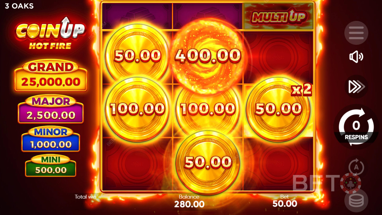 如何玩 3 Oaks Gaming 的 Coin Up：热火