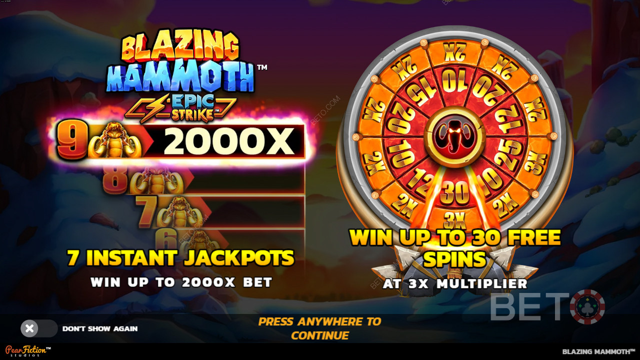 在Blazing Mammoth老虎机中赢取高达 2,000 倍的赌注