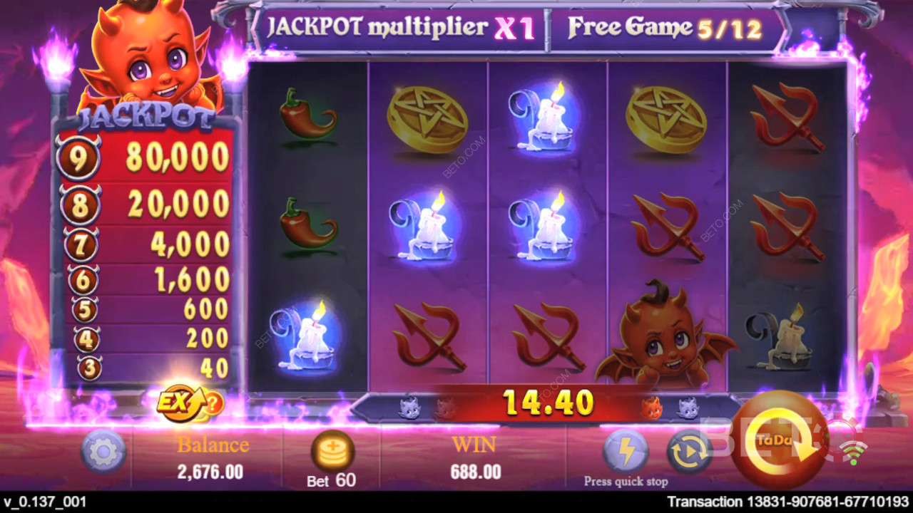 在魔鬼火在线老虎机中赢取 10,000 倍投注额！