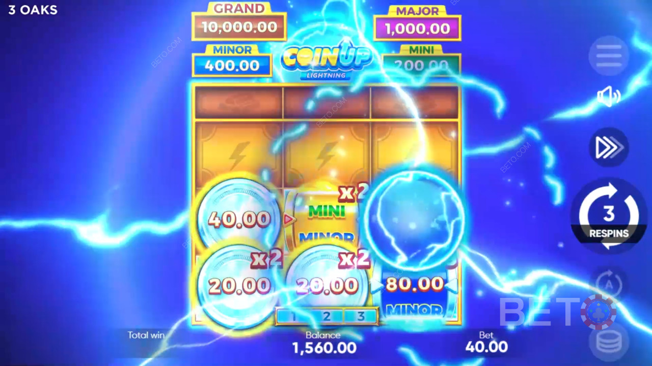 如何玩 3 Oaks Gaming 的 Coin Up：闪电