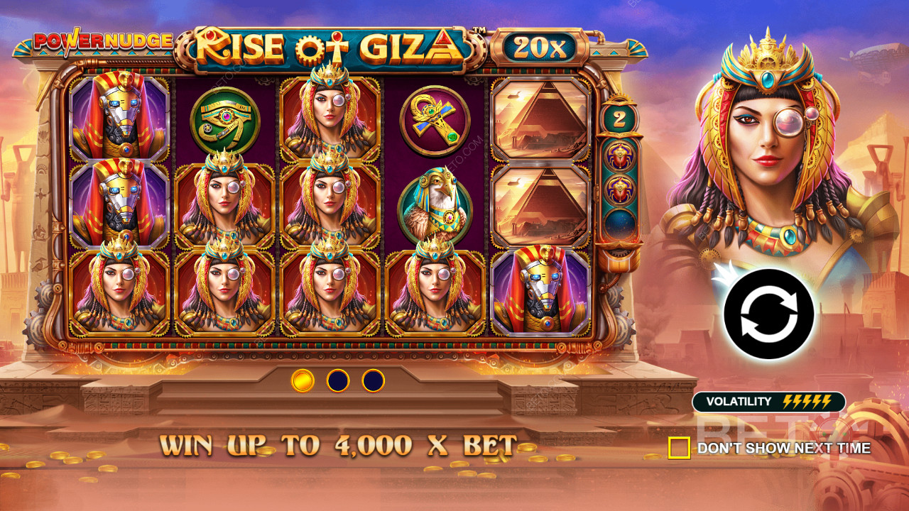 在Rise of Giza PowerNudge在线老虎机中赢取高达 4,000 倍的赌注