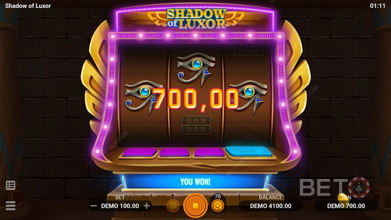 Shadow of Luxor 老虎机游戏中独特的网格设计与古老的文明。