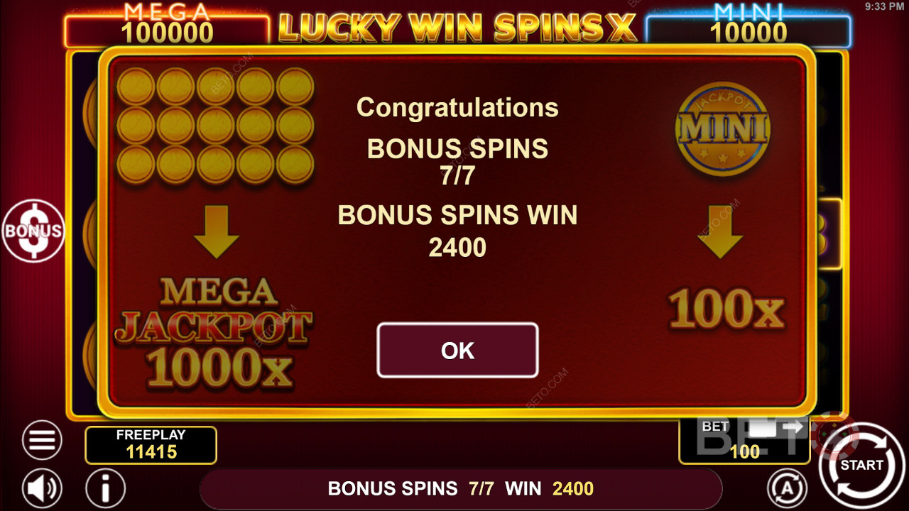 1spin4win 《幸运大转盘 X》奖金功能说明
